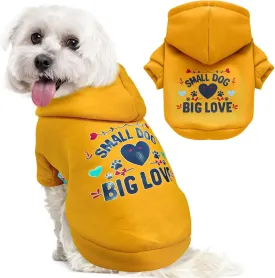 Small Dog Hoodie Clothes Warm Fleece Dog Sweater for Small Dogs Cats Boy Girl Cute Yellow Puppy Sweatshirt with Leash Hole Fall Winter XS Pet Outfit Chihuahua Yorkie Shihtzu(Yellow,L)