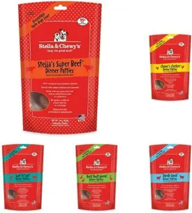 Stella & Chewy'S Freeze-Dried Raw Dinner Patties Dog Food Variety Pack Of 5 (Beef, Chicken, Duck, Lamb And Surf N' Turf), 15 Oz. Each