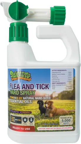 Trifecta Outdoor Flea & Tick Spray for Yards | All Natural Flea and Tick Prevention for Yards with Essential Oils | Pet and Family Safe | Hose-End Sprayer, Ready-to-Use for up to 5,000 Sq Ft