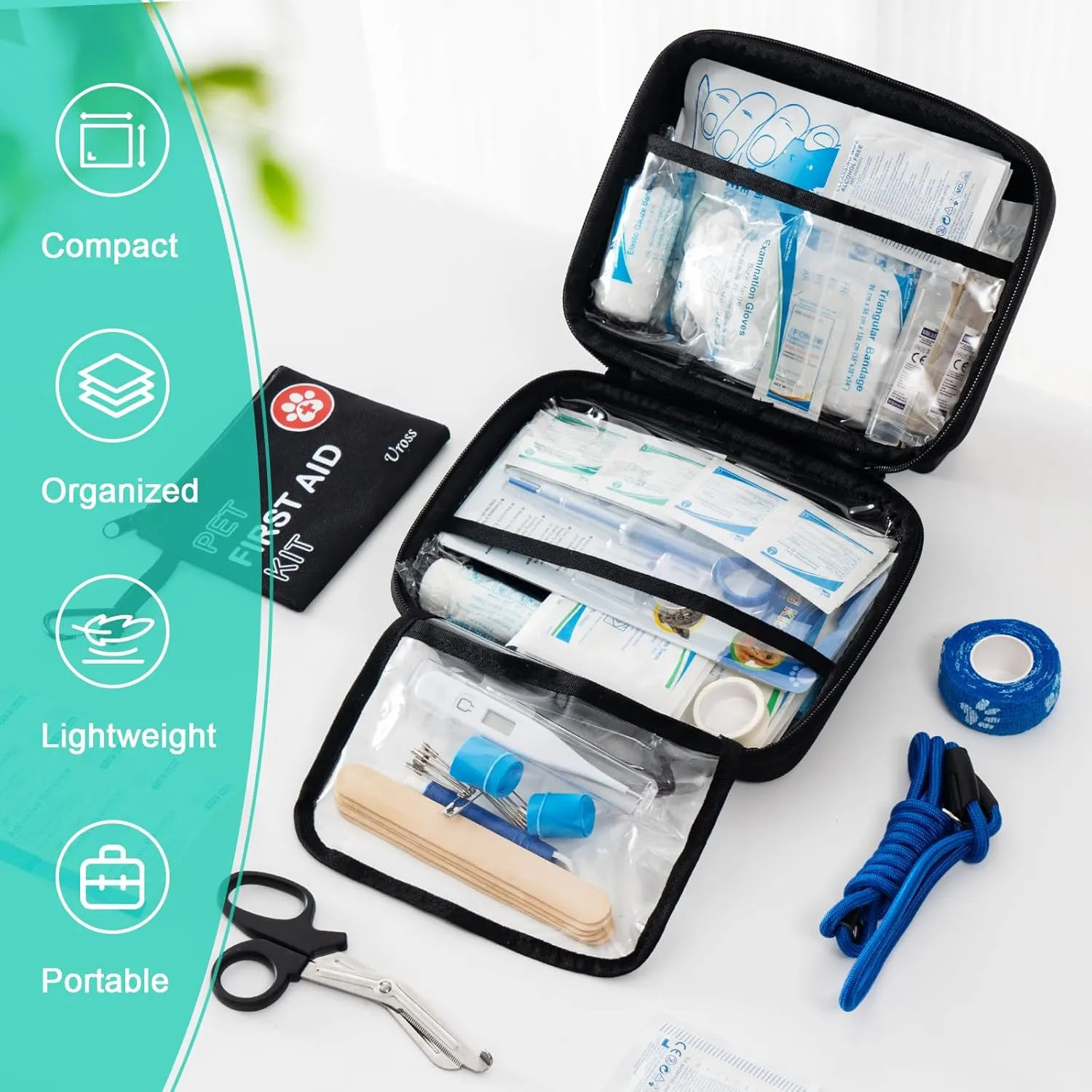 Uross Dog First Aid Kit- 105PCS Pet Emergency Kit, Cat First Aid Kit Travel Supplies for Hiking,Dog Medical kit Emergency Survival Kit