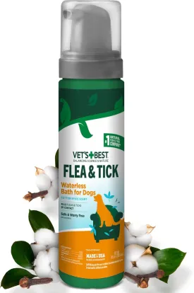 Vet's Best Flea & Tick Waterless Bath for Dogs  Dog Waterless Bath  Kills Fleas & Tick  Natural Flea and Tick Prevention  Kills Fleas on Contact  8oz