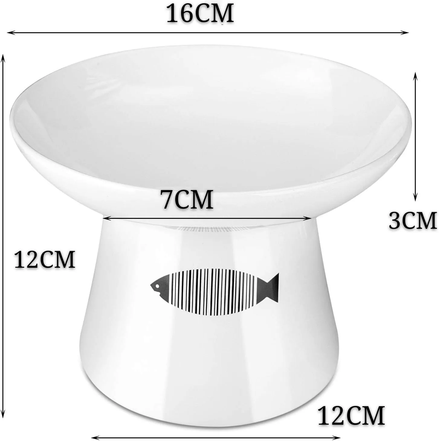 Yangbaga Cat Raised Food/Water Bowl for Elder Big Cats, Non-Skid 4.8x6.4in Premium Ceramic Cat Bowls with Stand, Sturdy and Anti-Fall (White)