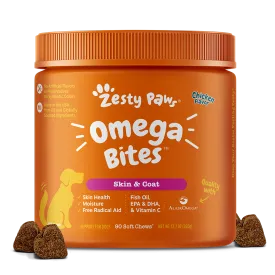 Zesty Paws Dog Omega Bites Skin & Coat Chicken 90soft chews